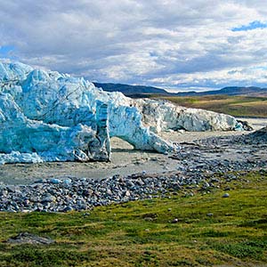 glacier ice and river